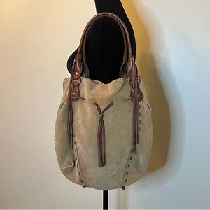 Y2K Lucky Brand tan suede leather hobo bag